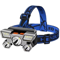 Gilet de sécurité vert à cinq têtes LED, rechargeable par USB, lampe frontale en silicone IP65, lumière blanche chaude 2700K, lampe minière, camping en plein air