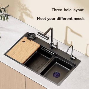 Nuevo fregadero de cocina de acero inoxidable 304 multifuncional con diseño moderno y sistema de drenaje mejorado - Product Image 3