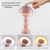 Lampe d'appoint sphérique brillante Funky Living Spaces, rechargeable sans fil, lampe de chevet décorative, lampe de bureau rétro en forme de dôme champignon