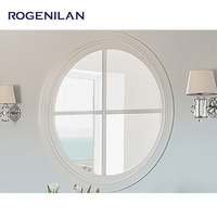Ventanas de Celosía con Marco de Aluminio Estilo Francés Rogenilan, Claraboyas Fijas Redondas de Doble Cristal Templado