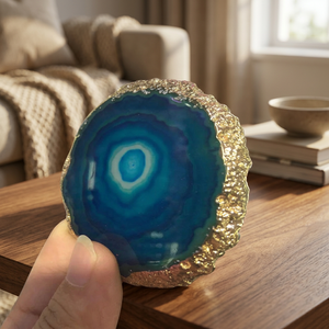 R.K.INTERNATIONAL Ensemble de sous-verres en agate résineux résistant à la chaleur, fabriqués à la main, de luxe |   Sous-verres décoratifs en résine époxy avec bord doré - Product Image 5