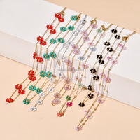 Bracelet trèfle à quatre feuilles plaqué or 18 carats de haute qualité, bijoux pour femmes, design double face, bracelet fleuri