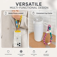 Dragonne de téléphone tressée multifonctionnelle en polyester, sangle d'appareil photo, dragonne de poignet épaisse et durable, porte-clés pour smartphone et support de porte-gobelet
