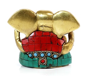 Ganesha-estatua de Ganesha de latón, estatua de trabajo de piedra multicolor de latón, estatua de GANESHA, Idol de Ganpati, VINAYAKA, Ganesha ji - Product Image 4