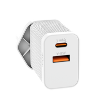 Prise EU UK 2 Ports USB a Sortie Charge Rapide 40W 20W QC 3.0 PD Type C Muliti Device Logo Personnalisé Chargeur Mural