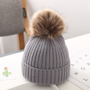 Giảm Giá Mạnh Mũ Beanie Unisex Mùa Đông Ấm Áp Với Quả Bóng Tóc Mũ Trẻ Em Trẻ Sơ Sinh Dệt Kim Sọc Có Gân - Product Image 4
