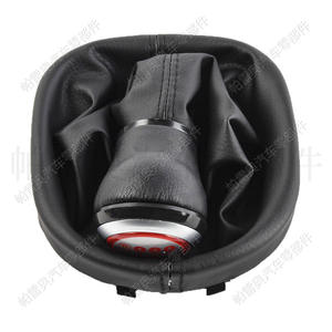 Pareo – pommeau de levier de vitesse en cuir, 5 vitesses, cercle rouge, ligne noire, pour Volkswagen Golf 6 Caddy - Product Image 4