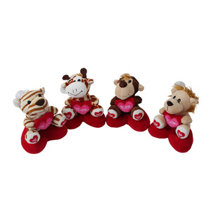 Mini peluches en gros, porte-clés, cadeaux de la Saint-Valentin, peluche léopard personnalisée, animaux en peluche avec cœur - Product Image 5