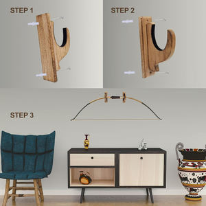 Soporte de Pared para Armas de Fuego, de Madera Sólida, Duradero, Moderno, No Plegable, Paquete de 4 Ganchos para Rifles y Escopetas, Exhibidor de Armas de Madera para el Hogar - Product Image 6