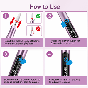 20000RPM Portable Electric Nail Drill <b>Pen</b> Rechargeable Nail Polisher Nail File for Home Use Salon Acrylic Gel Polish Removal - Product Image 4