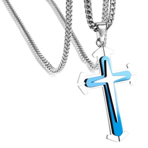 Colliers pendentifs de mode pour hommes en acier inoxydable plaqué or 18 carats, anti-ternissement, avec croix personnalisée, bijoux permanents, chaîne en or rempli - Product Image 4