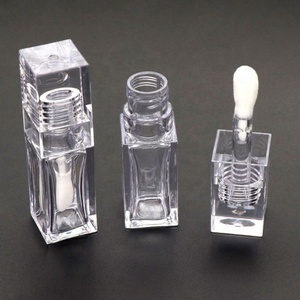 Tubo de Brillo Labial Cuadrado Transparente Vacío de PETG, Botella de Brillo Labial Impermeable con Brocha Plana y Aplicador Grande - Product Image 2