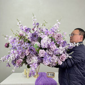 Bola de Flores Artificiales de Seda Realista de Lujo de Fábrica DKB, Personalizada en Color Lavanda Morado para Decoración de Bodas - Product Image 3