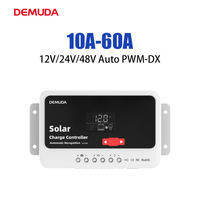Contrôleur de charge solaire PWM 10A-60A avec écran LCD, régulateur de batterie, 2 ports USB, 12V/24V/48V, contrôleur d'éclairage 1500W max PV CE