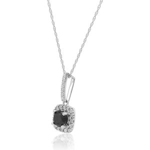<b>Black</b> Diamond Halo Pendant Necklace 1.39 Cttw Round Brilliant Cut 10K White Gold H-I Color Fancy Dark Women's Everyday Wear - Product Image 2
