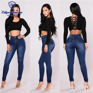 OEM Celana Jeans Biru Gelap Wanita, Celana Jeans Colombia untuk Wanita