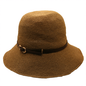 Chapeau bob en <span class=keywords><strong>raphia</strong></span> avec boucle de <span class=keywords><strong>ceinture</strong></span> - Style classique, léger, protection UV, chapeau de paille d'été pour femmes, idéal pour la plage et les voyages - Product Image 2