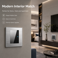 Applique murale LED industrielle avec interrupteur universel, panneau en acier inoxydable, prise de charge rapide USB Type-C 18W EU/UK, 4 modules 1/2 voie
