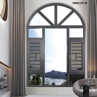 Fenêtre à battant en aluminium courbé avec verre isolant haute performance, certifiée Energy Star, pour villas et hôtels