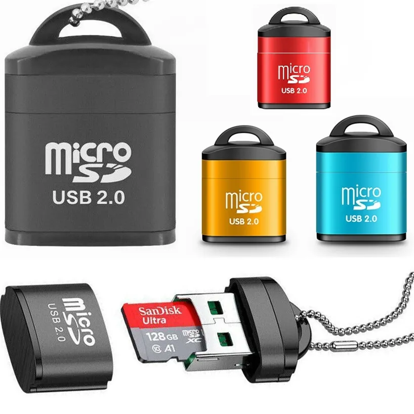Mini USB 2.0 kart okuyucu plastik kapak anahtarlık ile yüksek hızlı mikro SD TF hafıza kartı OTG adaptörü PC dizüstü telefon kamera
