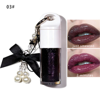 Huile à lèvres magique changeante de couleur effet diamant scintillant, hydratante et repulpante, gloss teinté végétalien avec porte-clés
