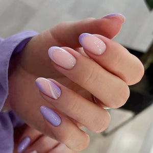 Alta calidad, 24 Uds., venta al por mayor, estilo francés, almendra corta, arte de <span class=keywords><strong>uñas</strong></span> postizas, prensa acrílica en <span class=keywords><strong>uñas</strong></span>, <span class=keywords><strong>Uñas</strong></span> postizas, <span class=keywords><strong>uñas</strong></span> artificiales - Product Image 5