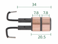 Support de balais de charbon pour anneau collecteur (dimensions : 15*6.7 / 34*7.8*20.5 X 2 anneaux), pour assemblages de collecteurs à anneaux.