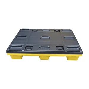 QS Manufacture 1200*1000 heavy duty Blow Molding Yellow Plastic Pallets with lid