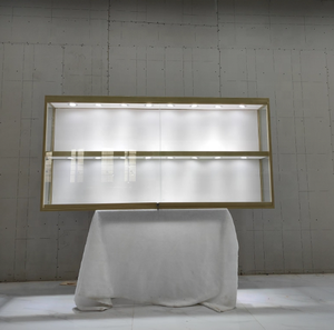 Vitrine Murale de Luxe en Acier Inoxydable et Verre Trempé, Éclairage LED <span class=keywords><strong>pour</strong></span> Bijoux, Meuble de Magasin <span class=keywords><strong>pour</strong></span> Vente au Détail, Salle d'Exposition et Centre Commercial - Product Image 2