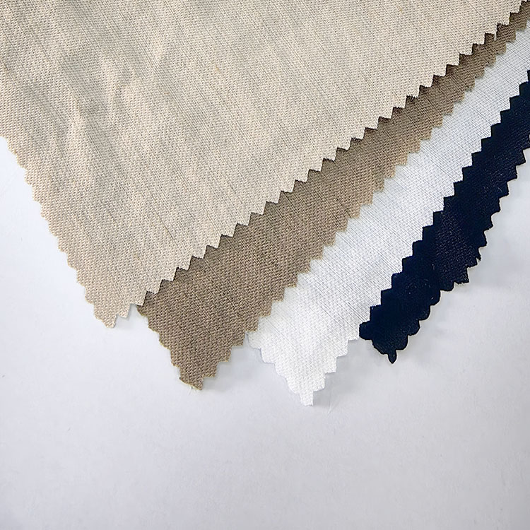High Quality 72% Rayon 21% Nylon 7% Linen Plain Dyed Poplin Fabric for Garment