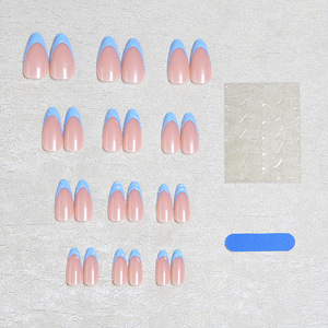 <span class=keywords><strong>Uñas</strong></span> Postizas Elegantes de Última Moda 2026, <span class=keywords><strong>Uñas</strong></span> Acrílicas Largas con Punta Francesa Azul Claro, Arte de <span class=keywords><strong>Uñas</strong></span> Reutilizables - Product Image 4