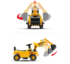 Jouets enfants monter sur la voiture 3 en 1 jaune avant/arrière musique manipulable bras marque Assurance - Product Image 2
