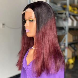 Perruques frontales droites 4x4 en <span class=keywords><strong>cheveux</strong></span> humains, <span class=keywords><strong>dégradé</strong></span> rose, longues et lisses, vente en gros - Product Image 3