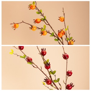 Arrangement de fruits d'aubépine artificiels en vase, couleur orange, en plastique, pour décoration de mariage MW10888 - Product Image 3