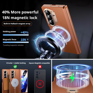 เคสโทรศัพท์แบบพับได้รุ่นใหม่พร้อมฟิล์มกันรอยในตัว เหมาะสำหรับ ZFold7/W26 พร้อมขาตั้งหมุนได้ แม่เหล็กดูดติดแน่น ป้องกันได้รอบด้าน - Product Image 4