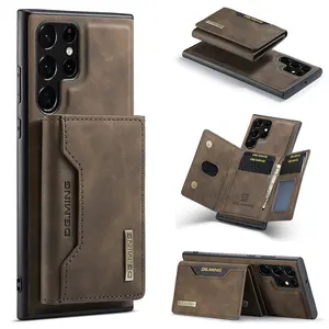 Custodia per telefono con tasca magnetica in pelle staccabile per Galaxy S22 S23 Ultra, custodia a portafoglio di lusso per Samsung S22 Ultra