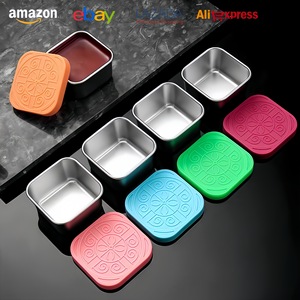 ACS02 Stainless Steel Sauce Cups With Silicone Lids <b>Stackable</b> Portable Leak Proof Bpa Free Square Small Size Single Compartment - Product Image 6