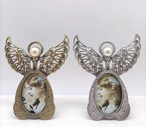 Modern Retro Furniture Display Children's Silver Colored Angel Metal Decorative Photo <b>Frame</b> - Product Image 5