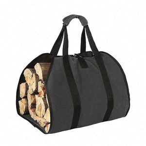 Sac de rangement pour bois de chauffage portable d'extérieur, grande capacité, imperméable, en tissu Oxford 600D avec fermeture éclair, vente en gros d'usine - Product Image 1