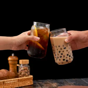 Klare Bierdose Sublimation sdose Glas förmiges Wasser Kaffee Soda Saft Tasse mit Plastiks troh Bierdose Tassen Glas Tasse Mit Deckel
