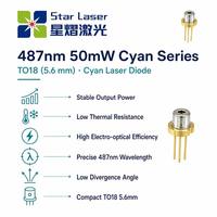 Dioda Laser Hijau SHARP 488nm 50mW TO18 Tanpa Timbal dengan Tutup Jendela, Tegangan Rendah 6V untuk Aplikasi Industri Laser Solid State