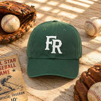 Casquette de baseball personnalisée brodée en gros OEM, 100 % coton sergé, non structurée, 6 panneaux, verte, réglable, style Dad Hat