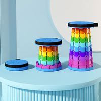 Tabouret pliant télescopique rond réglable, siège portable pour le camping, la pêche, les voyages, la maison