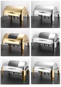 Plats de service <span class=keywords><strong>9L</strong></span> en acier inoxydable de luxe pour buffet et traiteur, chauffe-plats dorés pour la restauration - Product Image 4