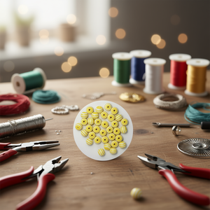 Ilan Abalorio Perline a strisce gialle da 10 mm per la creazione di gioielli - Product Image 3