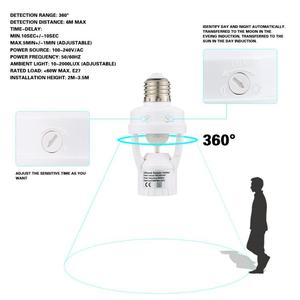 360 độ phát hiện PIR hồng ngoại cảm biến chuyển động E27 LED ánh sáng đèn cơ sở chủ bóng đèn ổ cắm ngày & đêm 2 chế độ - Product Image 5