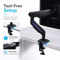 Support de moniteur de bureau entièrement réglable, éclairage LED personnalisable, robuste, pivotant à 360°, en fer non plastifié, ergonomique