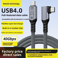 Kabel Data USB4 Type-C Elbow PD240W Pengisian Cepat 40G 8K HD Video 2m Jaket Nilon Garansi 12 Bulan untuk Perangkat Android
