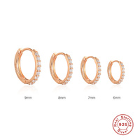 Boucles d'oreilles en forme de diamant en or, boucles d'oreilles simples, en zircon et argent sterling 925