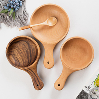 Bol en bois réutilisable écologique, bois de hêtre et d'acacia durable, bol coréen pour kimchi avec cuillère, poignée ronde pour la cuisine